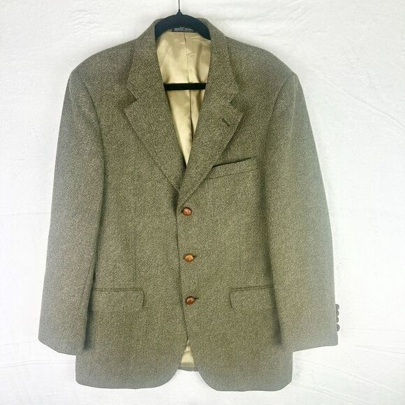 Saville Row Vintage Herringbone Tweed Wool Lambswool Blazer Size 40R - Picture 1 of 7